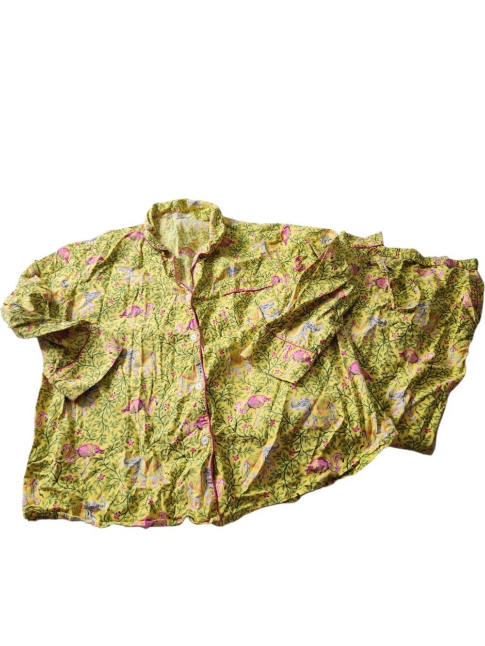 Printfresh Women’s Pajama Set Plus Size 3X Flamenco Floral Yellow